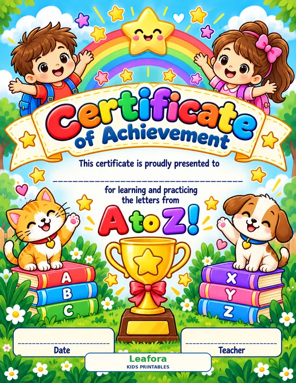 Certificate of achievement included in workbook
