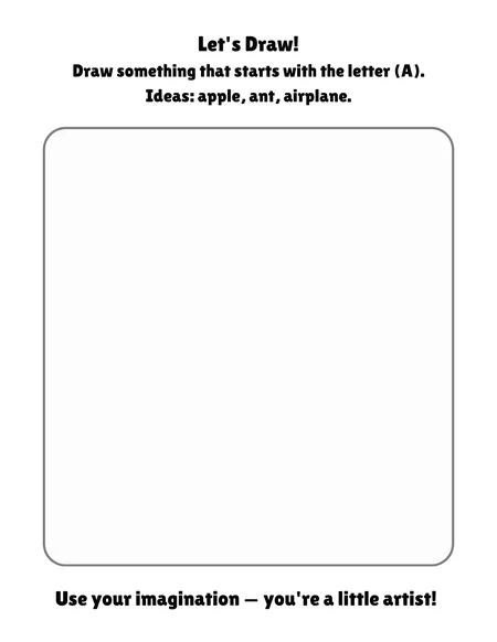 Real Letter A drawing prompt and empty drawing box
